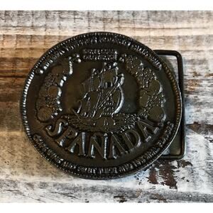 Vintage 1970's Spanada Vineyards Wine Lewis Belt Buckle "Serve Cold or Over Ice"